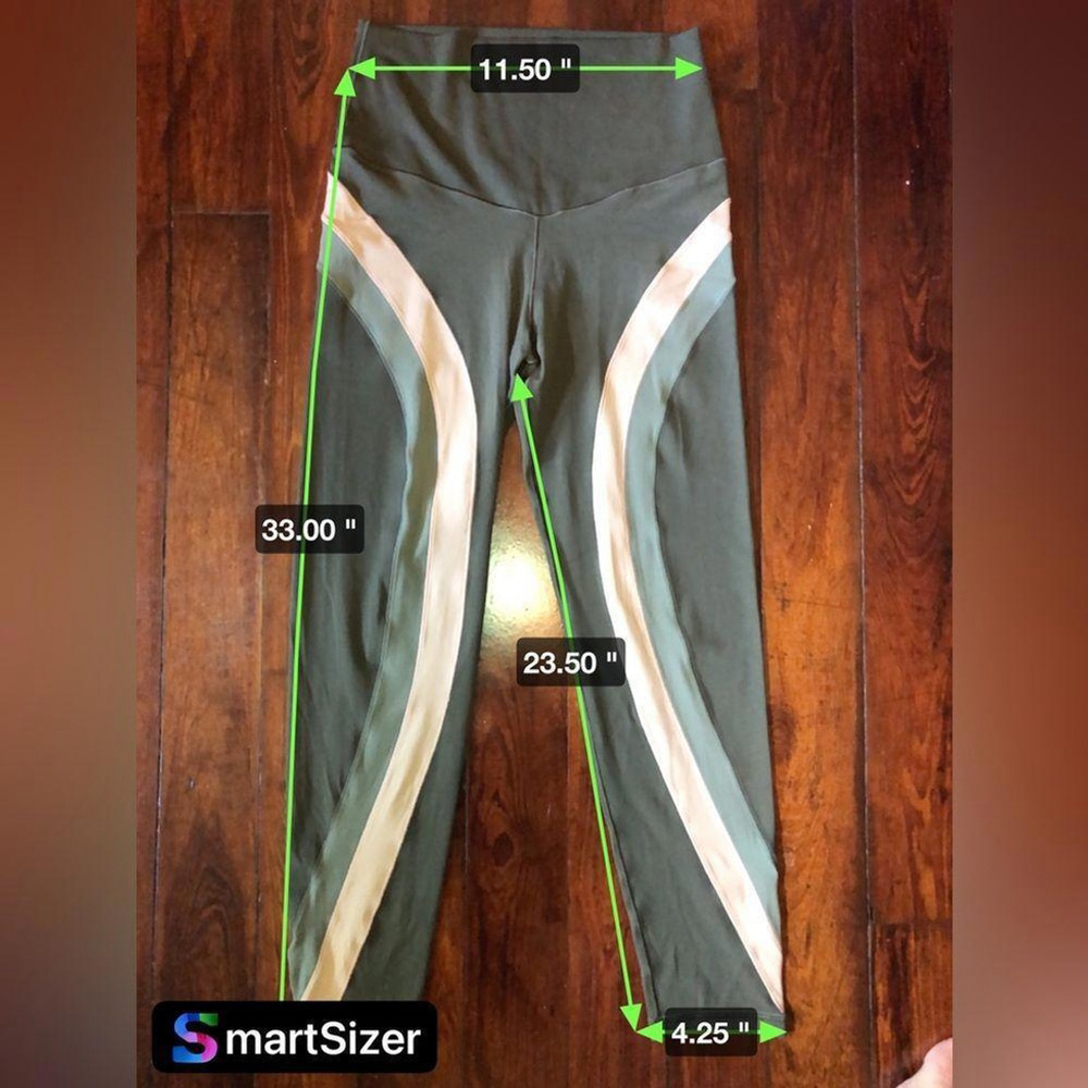 Aerie Chill Play Move Stylish Green Athletic Pants with Color Block - Size M - Picture 4 of 4